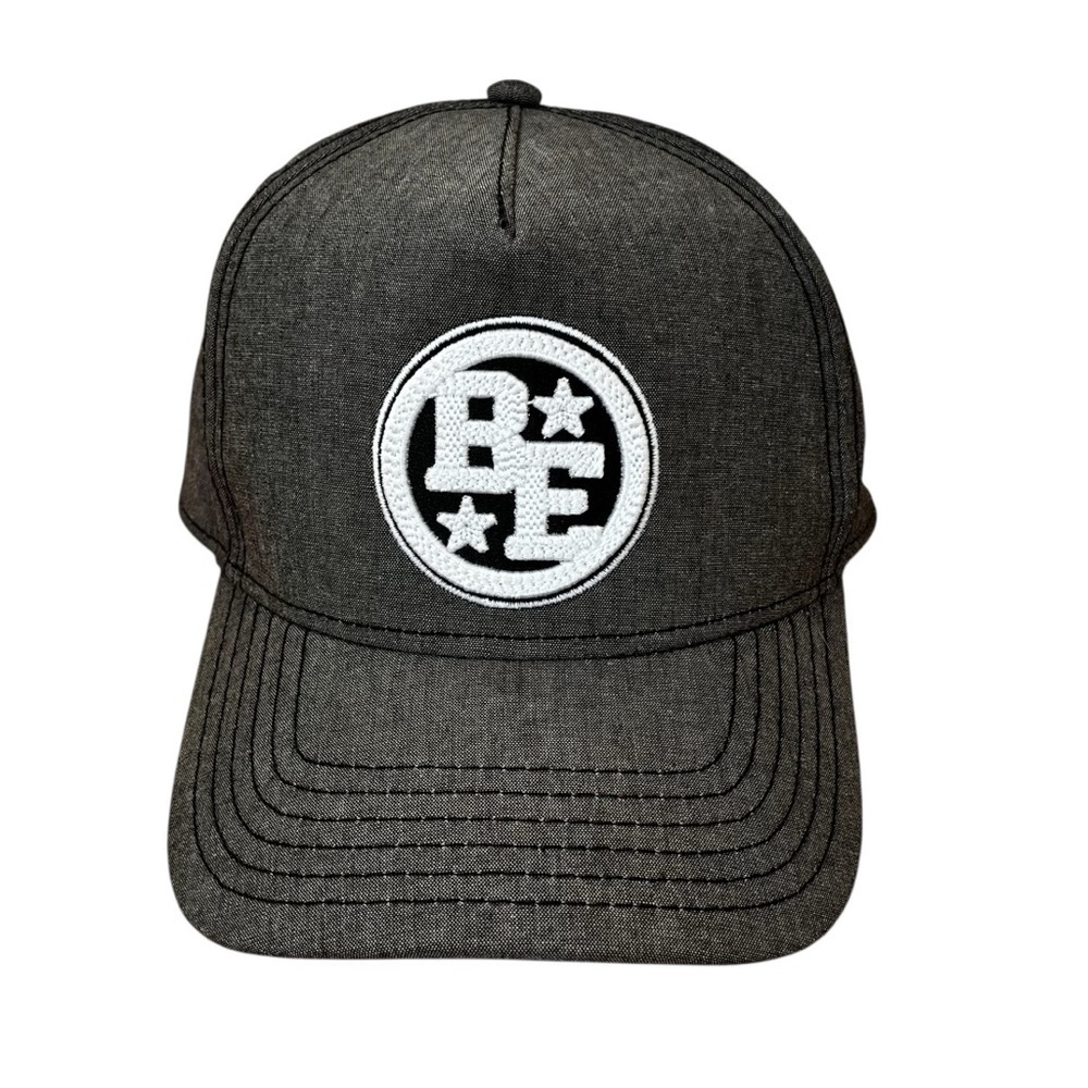 Brett Eldredge Gray Trucker Hat Mesh Adjustable White logo BE Embroidery